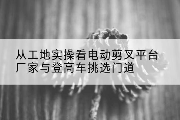 辽宁电动剪叉升降平台厂家-从工地实操看电动剪叉平台厂家与登高车挑选门道